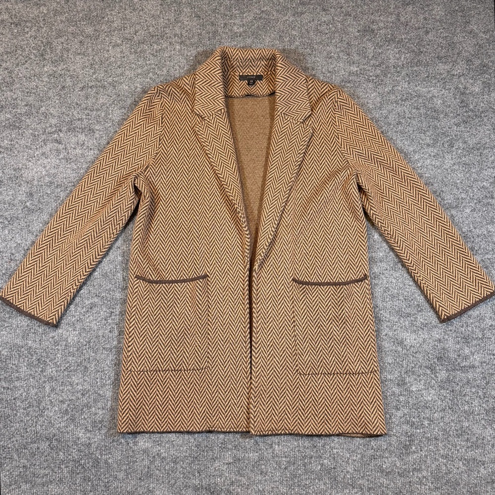 J. Crew Sophie Womens Sweater Blazer XS Brown Chevron Wool Blend
